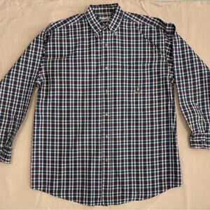 Wrangler Riata Vintage Blue and Red Plaid Men’s Button Down Shirt Size Large